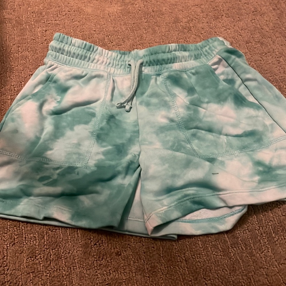Tie-dye, blue and green shorts